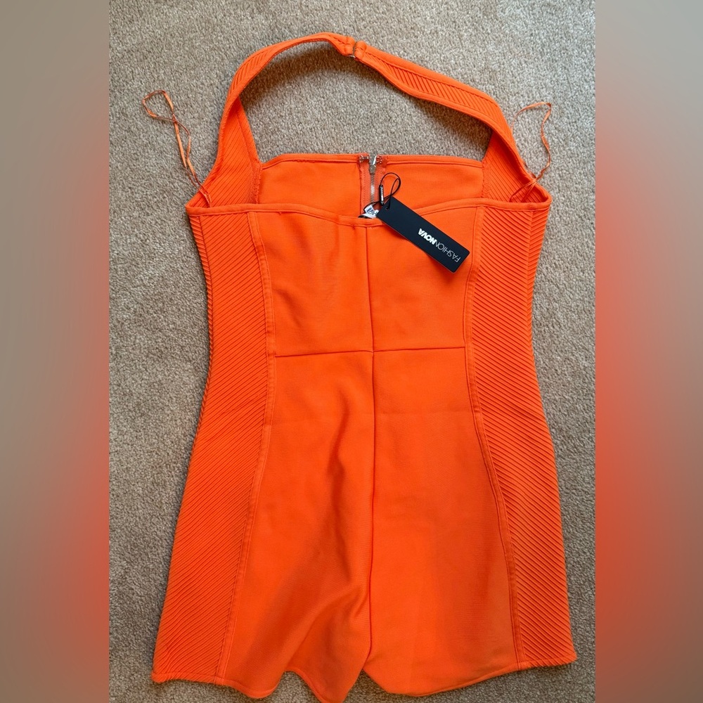 Orange Fashion Nova Bodycon Romper  Sz XL New